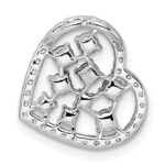 14K White Gold Polished Diamond and Emerald Heart Chain Slide - Image 3