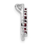 14K White Gold Polished Diamond and Garnet Heart Chain Slide - Image 2