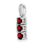 14k White Gold 3-stone Garnet and Diamond Pendant - Image 5
