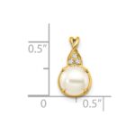14k 7mm June/Freshwater Cultured Pearl and Diamond Pendant - Image 3