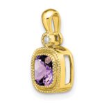 14k 6mm Cushion Amethyst and Diamond Pendant - Image 5