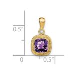 14k 6mm Cushion Amethyst and Diamond Pendant - Image 3
