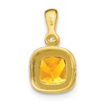 14k 6mm Cushion Citrine and Diamond Pendant - Image 4
