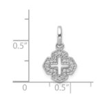 14k White Gold 1/10 carat Diamond Fancy Cross Pendant - Image 4