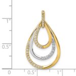 14k Two-tone Polished 1/4 carat Diamond Triple Teardrop Pendant - Image 4