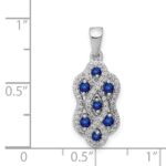 14k White Gold 1/4 carat Diamond and .32 Sapphire Fancy Twist Pendant - Image 3