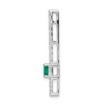 14k White Gold Graduated Diamond and Rectangle Emerald Fancy Chain Slide - Image 2