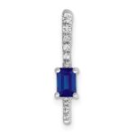 14k White Gold Graduated Diamond and Rectangle Sapphire Fancy Chain Slide