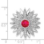 14k White Gold 3/8 carat Diamond and Ruby Flower Chain Slide - Image 4