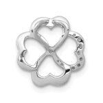 14k White Gold 1/15 carat Diamond Four Leaf Clover Chain Slide - Image 3