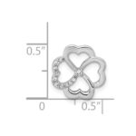 14k White Gold 1/15 carat Diamond Four Leaf Clover Chain Slide - Image 4