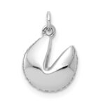 14k White Gold 1/15 carat Diamond Fortune Cookie Pendant - Image 3