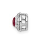 14k White Gold Diamond and .38 Ruby Cabochon Halo Chain Slide - Image 2