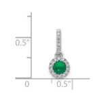14k White Gold Diamond and Cabochon .47 Emerald Halo Pendant - Image 2