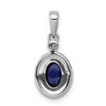 14k White Gold Diamond and Cabochon Sapphire Halo Pendant - Image 3