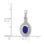 14k White Gold Diamond and Cabochon Sapphire Halo Pendant - Image 4