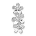 14k White Gold 1/10 carat Diamond Three Flower Chain Slide