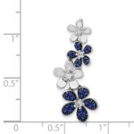 14k White Gold Diamond and .29 Sapphire Four Flowers Chain Slide - Image 4