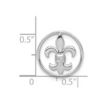 14k White Gold Diamond Fleur De Lis in Circle Chain Slide - Image 4