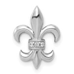 14k White Gold Diamond Fleur de Lis Chain Slide