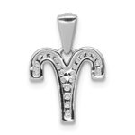 14k White Gold Diamond Aries Zodiac Pendant - Image 3
