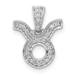 14k White Gold Diamond Taurus Zodiac Pendant