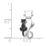 14k White Gold Black and White Diamond Big and Little Cats Chain Slide - Image 4