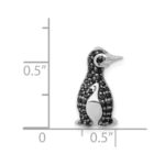 14k White Gold 1/5 carat Black Diamond Penguin Chain Slide - Image 4