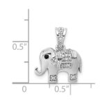 14k White Gold 1/10 carat Black and White Diamond Elephant Pendant - Image 4