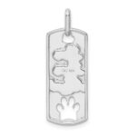 14k White Gold Polished Live Love Adopt with Cut-out Paw Dog Tag Pendant - Image 3