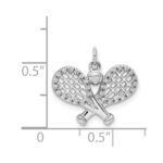 14k White Gold Diamond Racquets and Ball Pendant - Image 4