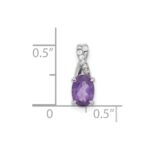 14k White Gold 7x5mm Oval Amethyst and Diamond Pendant - Image 3