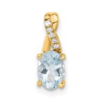 14k 7x5 Oval March/Aquamarine and Diamond Pendant