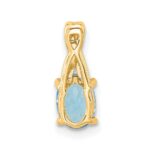 14k 7x5 Oval December/Blue Topaz and Diamond Pendant - Image 3