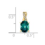10k Oval Created Alexandrite and Diamond Pendant - Image 2