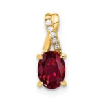 14k 7x5 Oval July/Lab Created Ruby and Diamond Pendant