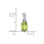 14k White Gold 7x5mm Oval Peridot and Diamond Pendant - Image 3