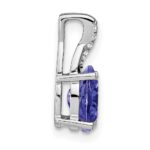 14k White Gold 7x5mm Oval Tanzanite and Diamond Pendant - Image 2