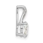14K White Gold 7x5 Oval April/White Topaz and Diamond Pendant - Image 2