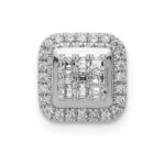 14k White Gold 1/4 carat Diamond Square Halo Cluster Chain Slide