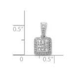 14k White Gold 1/4 carat Diamond Square Halo Cluster Pendant - Image 4