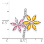 14k White Gold Diamond and Marquise Citrine/Pink Tourmaline Flower Pendant - Image 4