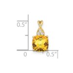 10k Checkerboard Citrine and Diamond Pendant - Image 2