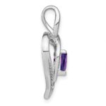 Sterling Silver Rhodium-plated Amethyst and Diamond Pendant - Image 2