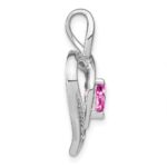 Sterling Silver Rhod-plated Created Pink Sapphire/Diamond Pendant - Image 2