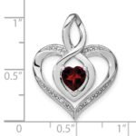 Sterling Silver Rhodium-plated Garnet and Diamond Pendant - Image 3