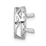 14k White Gold 1/2 carat Center Lab Grown Diamond VS/SI+ G+ Round Semi Mount 8.2mm Center Halo Chain Slide Pendant - Image 2