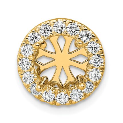 14k 1/2 carat Lab Grown Diamond VS/SI+ G+ Semi Mount 8.2mm Center Round Halo Chain Slide Pendant