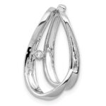 14k White Gold Complete 1/20 carat Diamond Double Teardrop Chain Slide - Image 3