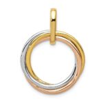 14k Tri-color 1/10 carat Diamond Three Intertwined Circles Pendant - Image 3